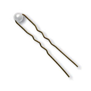Small Waved Hair Pin With Pearl 1 tk. - juuksenõel pärliga