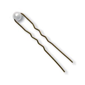 Small Waved Hair Pin With Pearl 1 tk. - juuksenõel pärliga