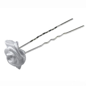Small Waved Hair Pin With Rose 1 tk. - juuksenõel valge roosiga
